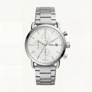 Classic Silver White Dial Stainless Steel Chronograph Watch