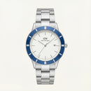 Silver White Dial Blue Bezel Minimalist Men’s Watch