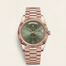 Rose Gold Day & Date Green Dial Stainless Steel Men’s Watch