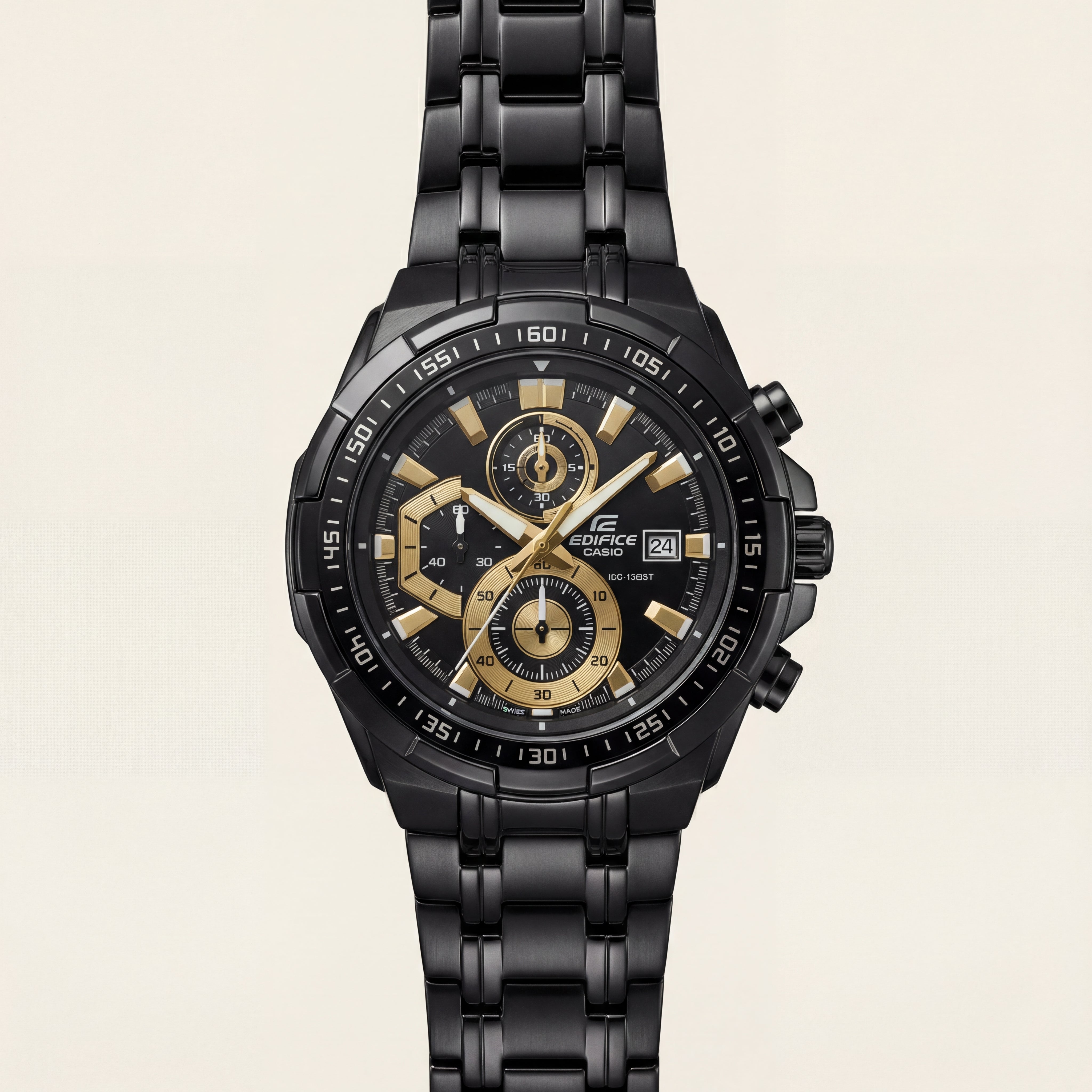 All-Black Gold Accent Chronograph Men’s Watch