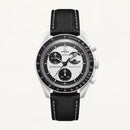 Black & Silver Moon Chronograph Men’s Watch with Tachymeter Bezel