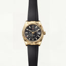 Black Dial Gold Fluted Bezel Luxury Men’s Watch with Rubber Strap