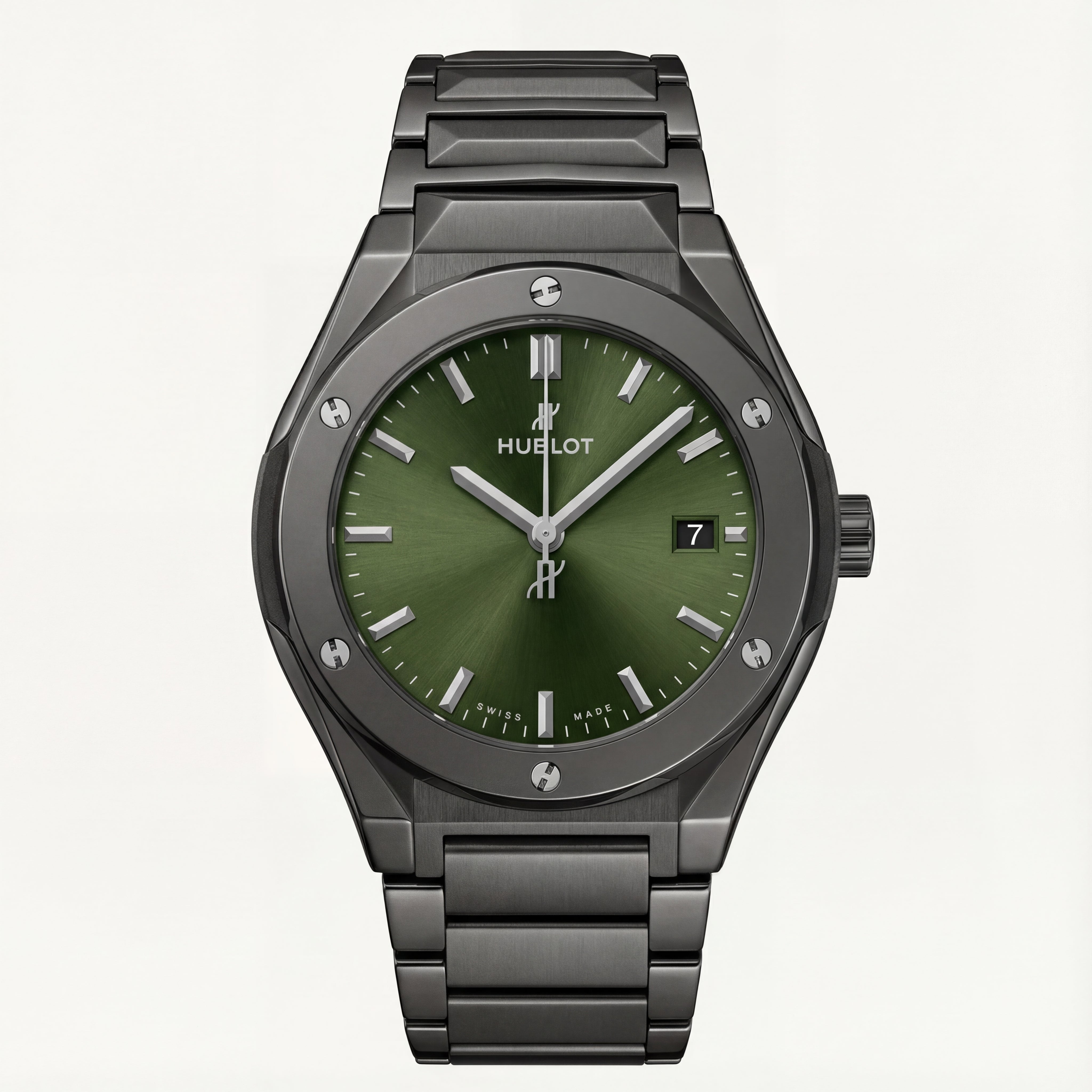 Matte Black Green Sunburst Dial Luxury Men’s Watch