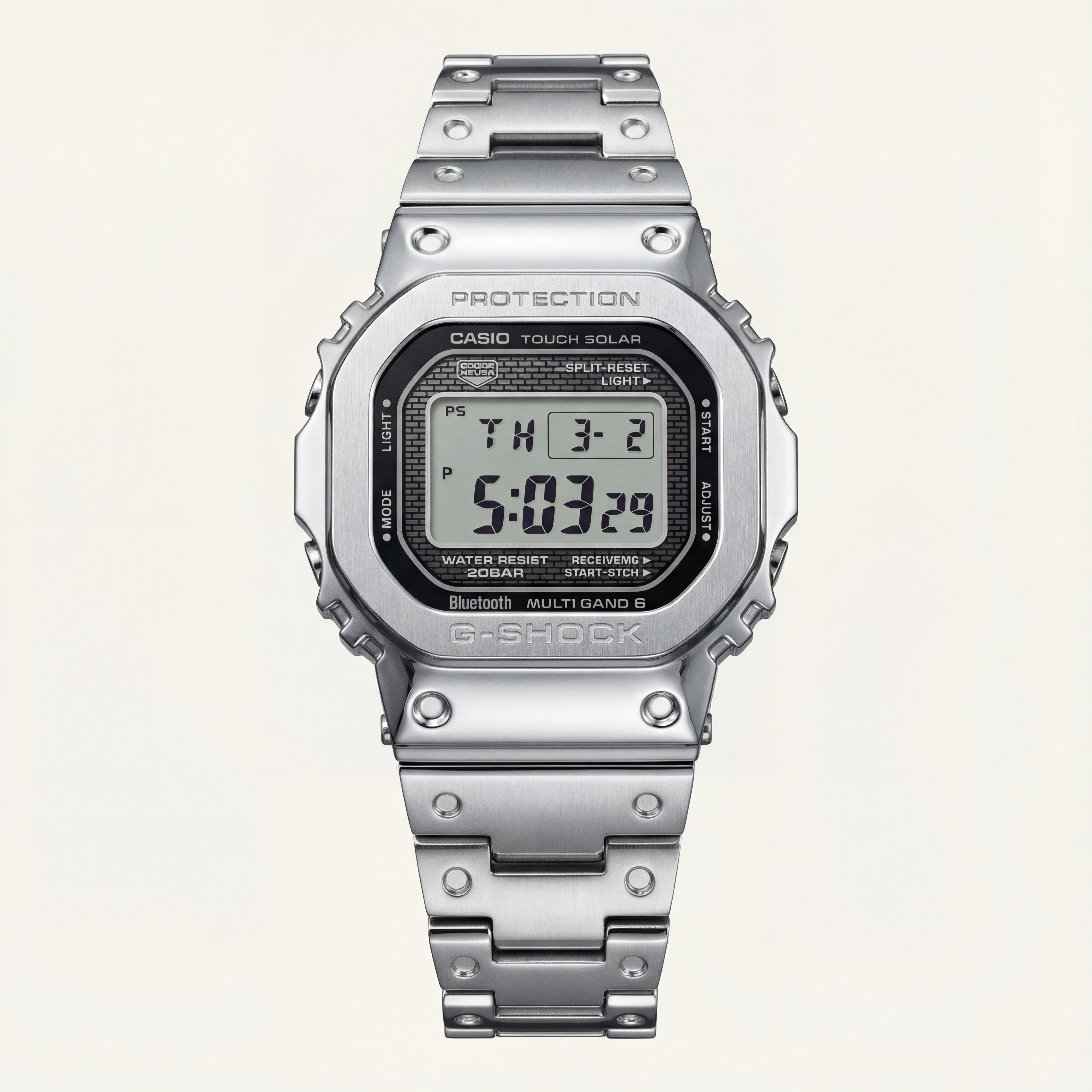 Silver Steel Square Digital Tough Men’s Watch