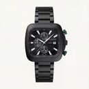 Matte Black Square Chronograph Men’s Watch with Dual Dial Display