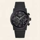 All-Black Chronograph Men’s Watch with Silicone Strap