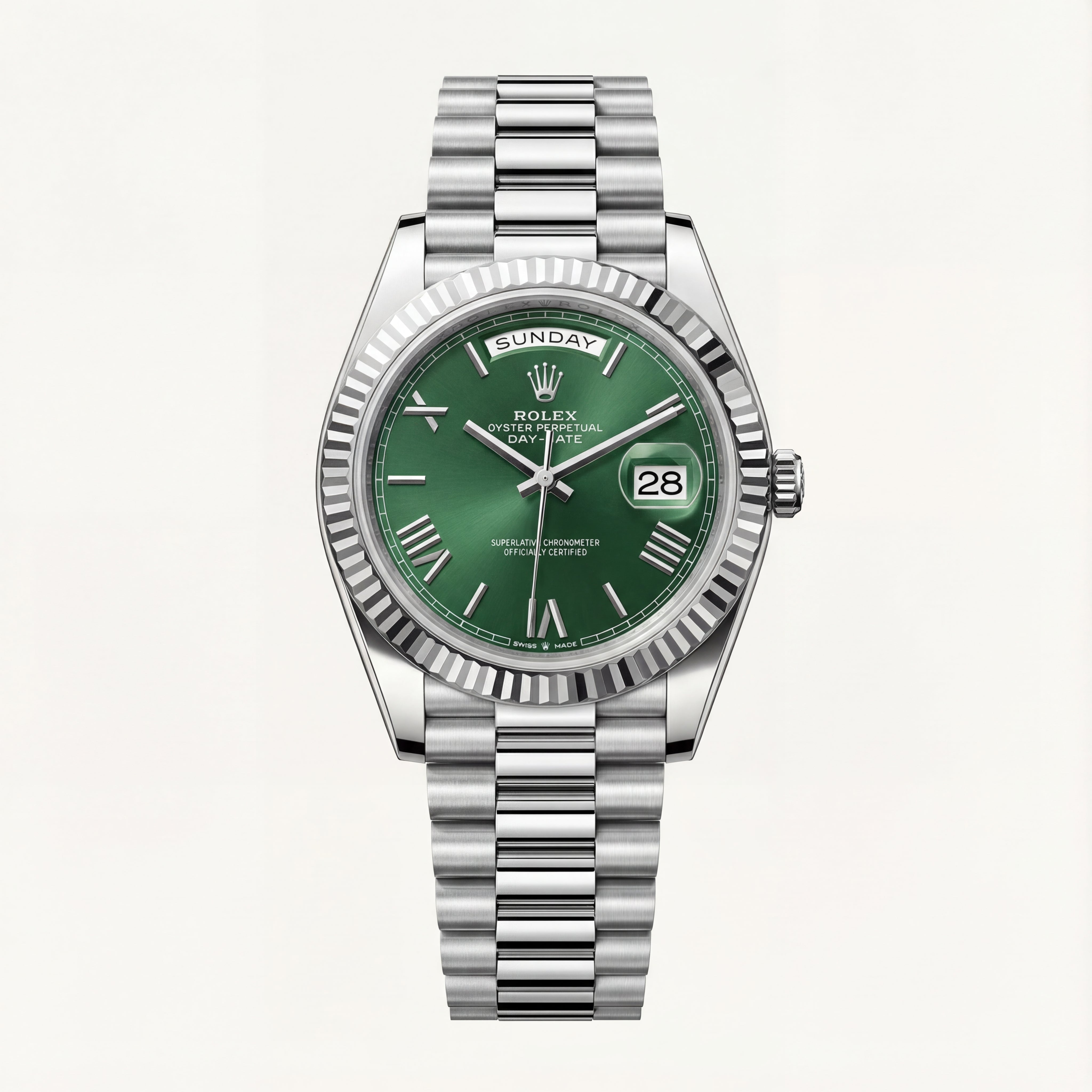 Silver Green Day-Date Classic Luxury Men’s Watch (President Style)