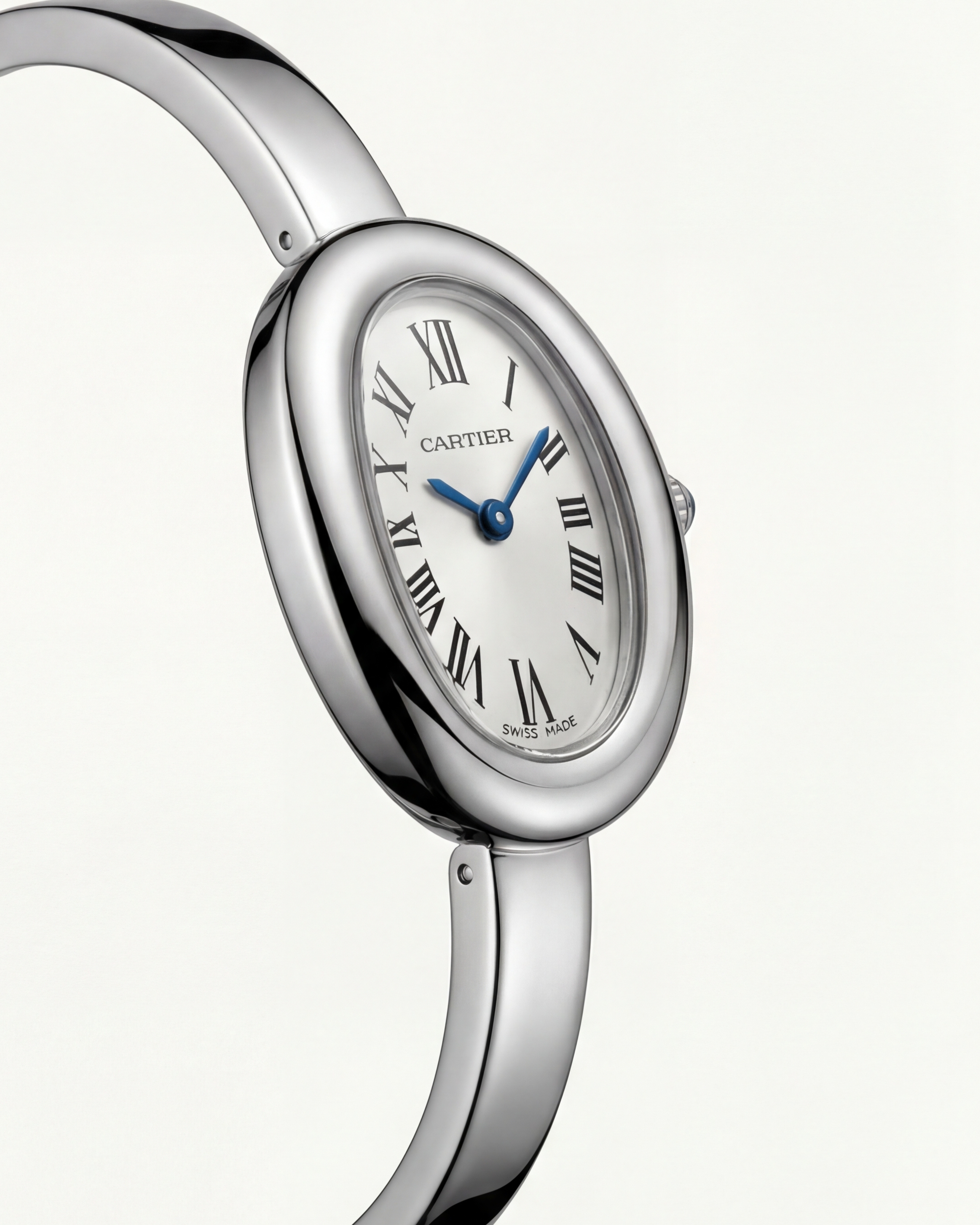 Oval Silver Roman Dial Bangle Watch – Timeless Parisian Elegance Edition