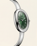 Emerald Oval Roman Dial Bangle Watch – Heritage Silver Luxe Edition
