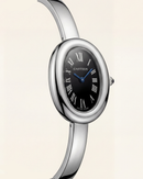 Midnight Oval Roman Dial Bangle Watch – Silver Heritage Luxe Edition