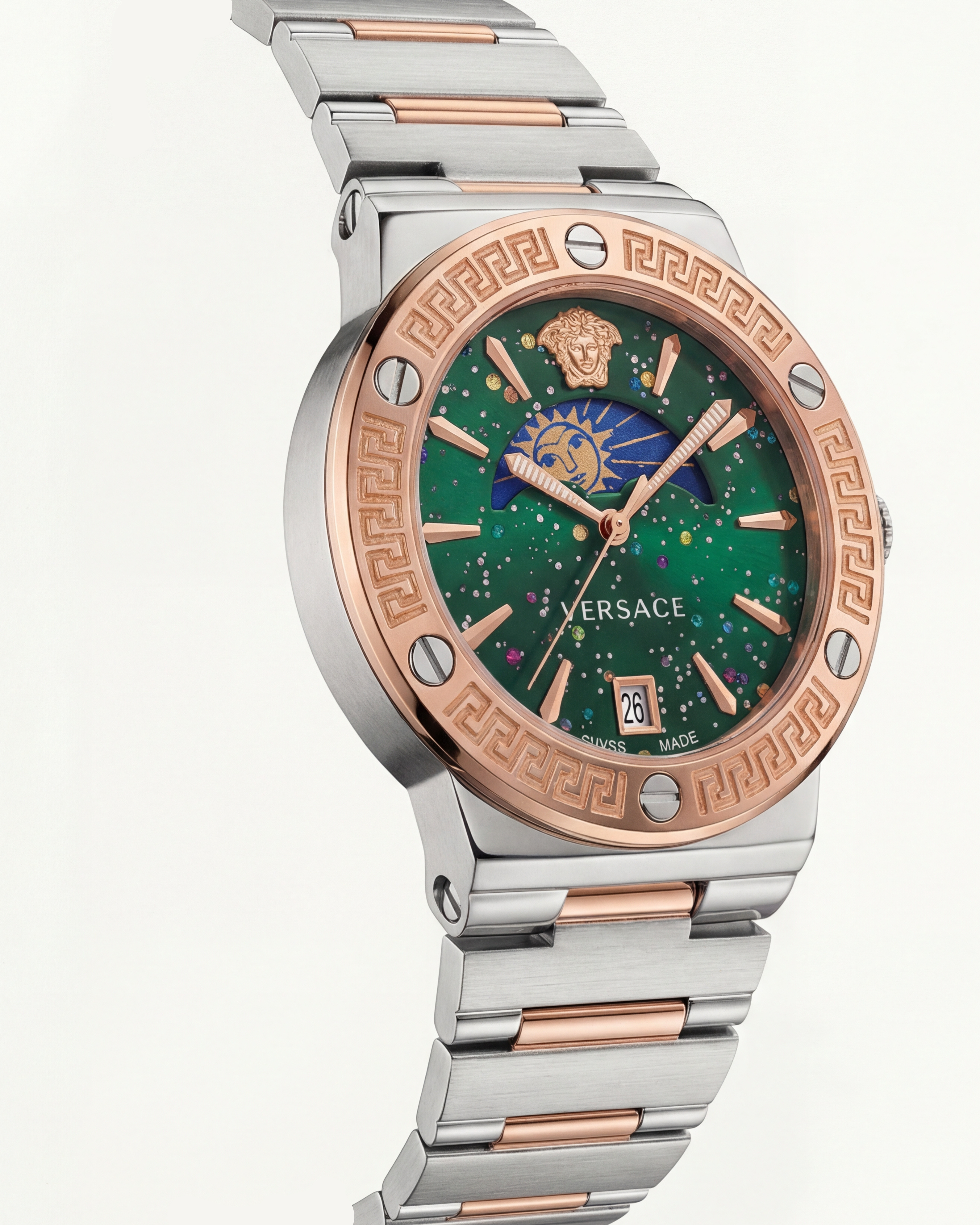 Medusa Emerald Two-Tone Watch – Rose Steel Signature Edition