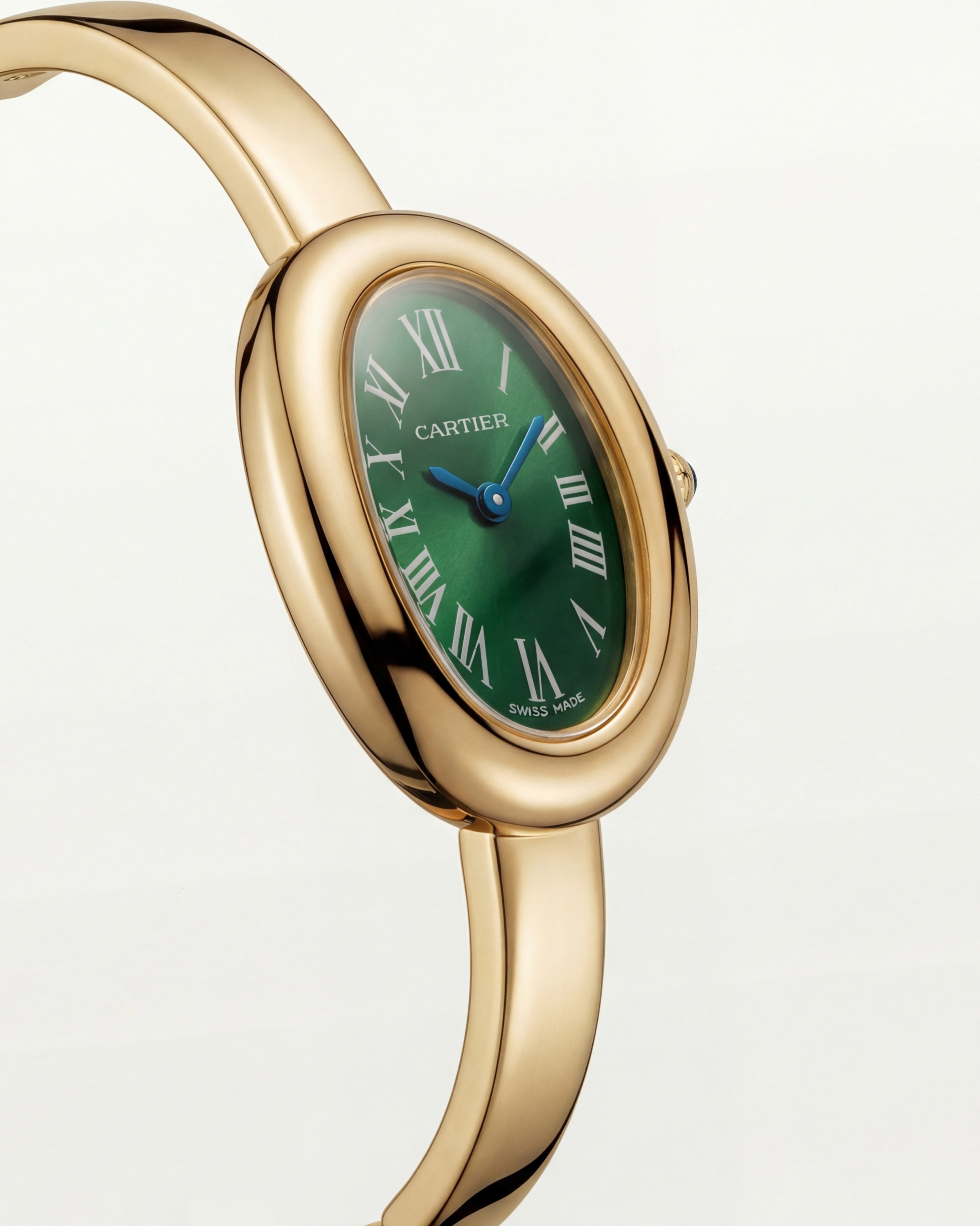 Emerald Oval Roman Dial Bangle Watch – Gold Prestige Heritage Edition