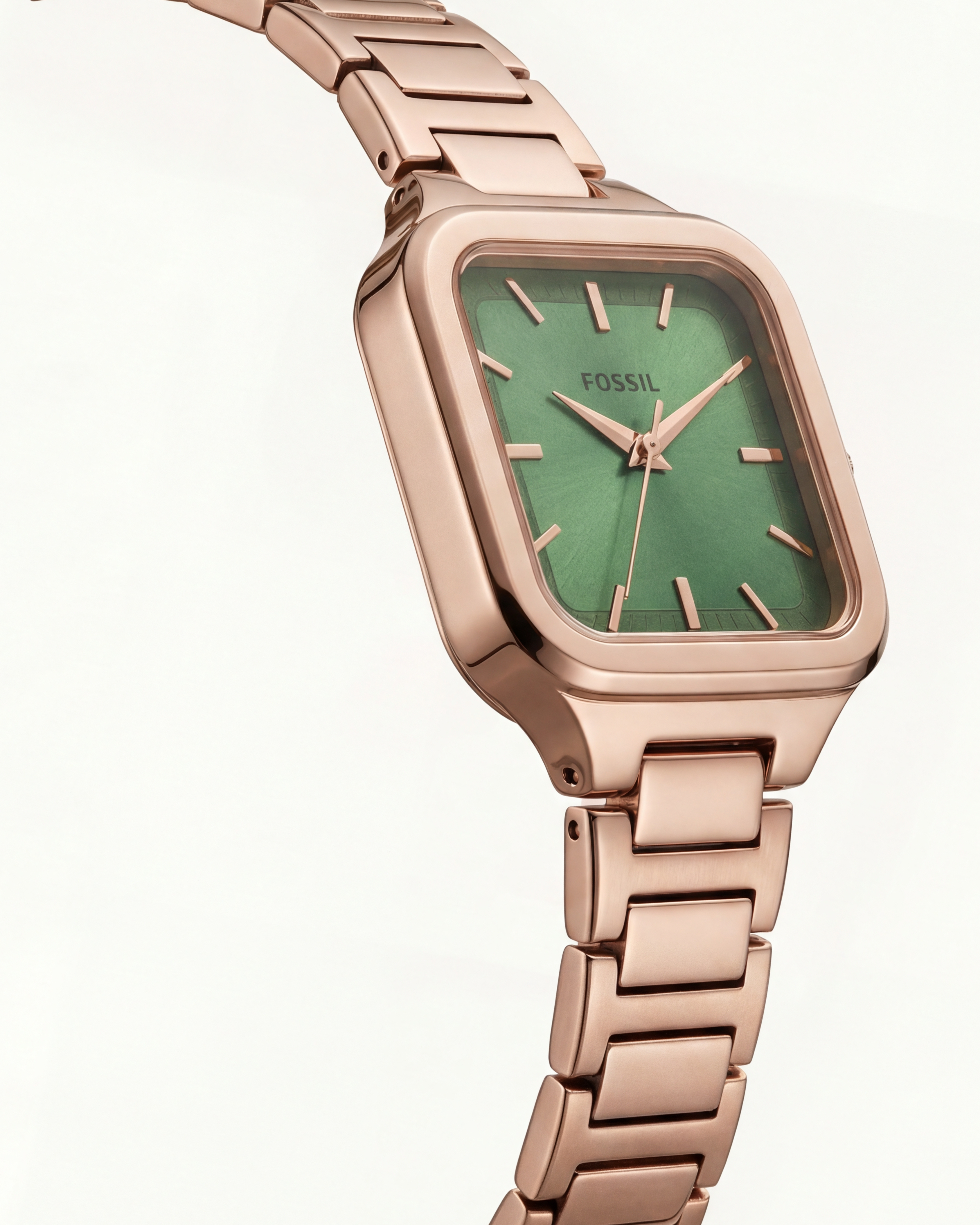 Rose Gold Square Watch – Emerald Minimal Luxe Edition