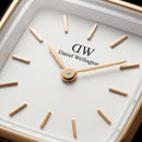 Gold Square Case White Dial Mesh Strap Watch