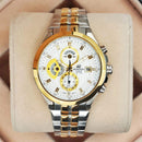 Premium Two Tone Stainless Steel Multifunction Watch White Textured Dial Date Display Sport Luxury Watch – Men