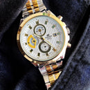 Premium Two Tone Stainless Steel Multifunction Watch White Textured Dial Date Display Sport Luxury Watch – Men