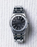 Premium Silver Stainless Steel Automatic Watch Black Textured Dial Octagonal Bezel Classic Luxury Watch – Men