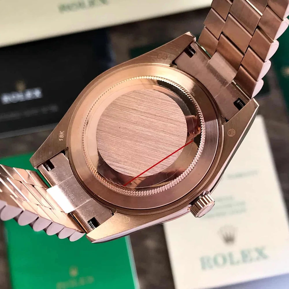 Premium Rose Gold Stainless Steel Watch Sky Blue Multicolor Puzzle Dial Fluted Bezel Statement Luxury Watch – Men